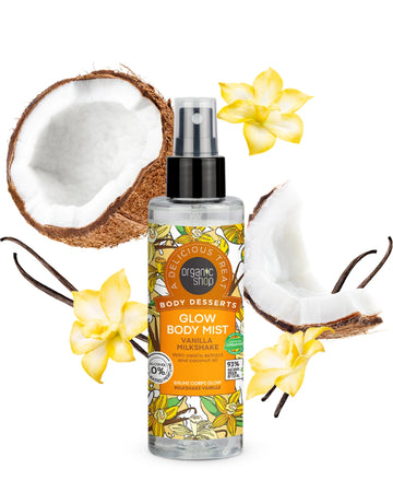 Organic Shop Body Desserts Glow Body Mist Vanilla Milkshake Mist Σώματος Βανίλια